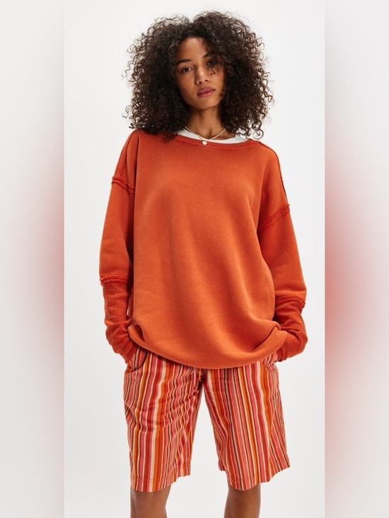 Free People Tops - NWT Free People XS Midnight Drift Pullover in Koi Fish Orange Sweatshirt New $98